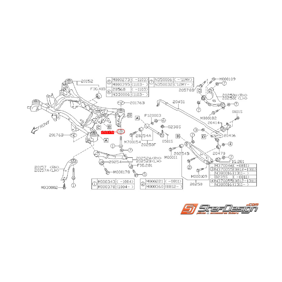 Butée de berceau arrière WRX/STI 08-14 Butée de berceau arrière WRX/STI 08-14