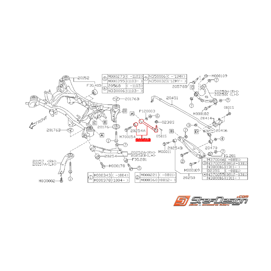 Bras de renfort arrière origine WRX/STI 08-14