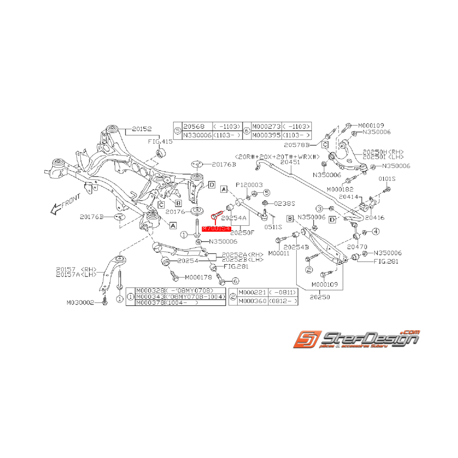 Vis excentrique de tirants arrières origine WRX/STI 08-14  Vis excentrique de tirants arrières origine WRX/STI 08-14