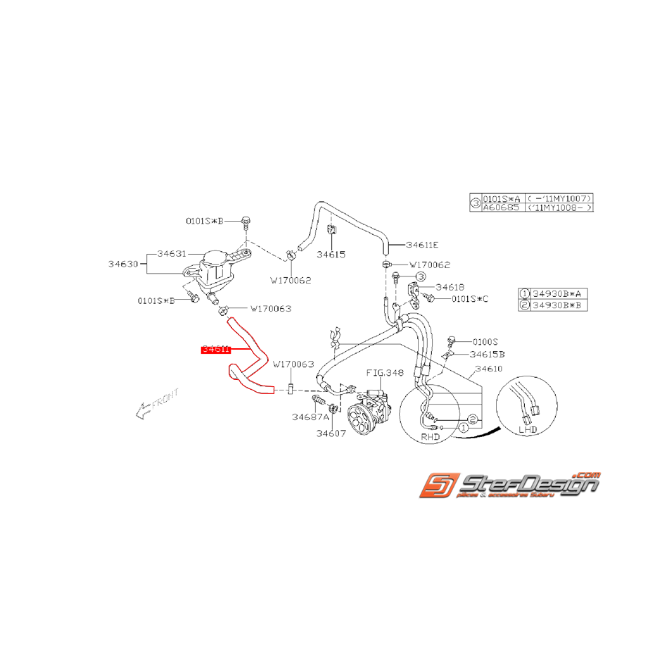 Durite de bocal de liquide de direction assistée WRX/STI 08-14