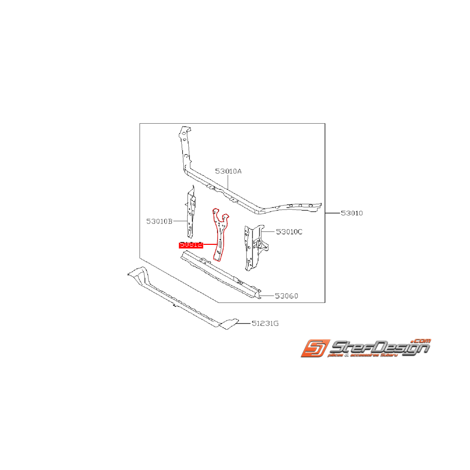 Tôle vertical face avant SUBARU WRX/STI 08-14