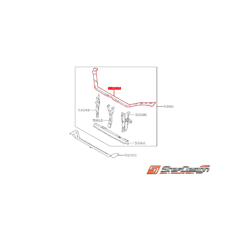 Traverse supérieur pare-choc avant SUBARU STI 08-14