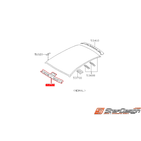 Renfort de pavillon de toit sans toi ouvrant WRX/STI 2008-2014