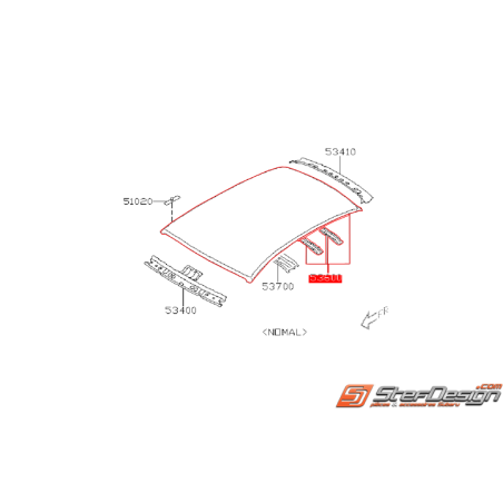 Pavillon de toit sans toit ouvrant SUBARU WRX/STI 2008 au 01/06/10