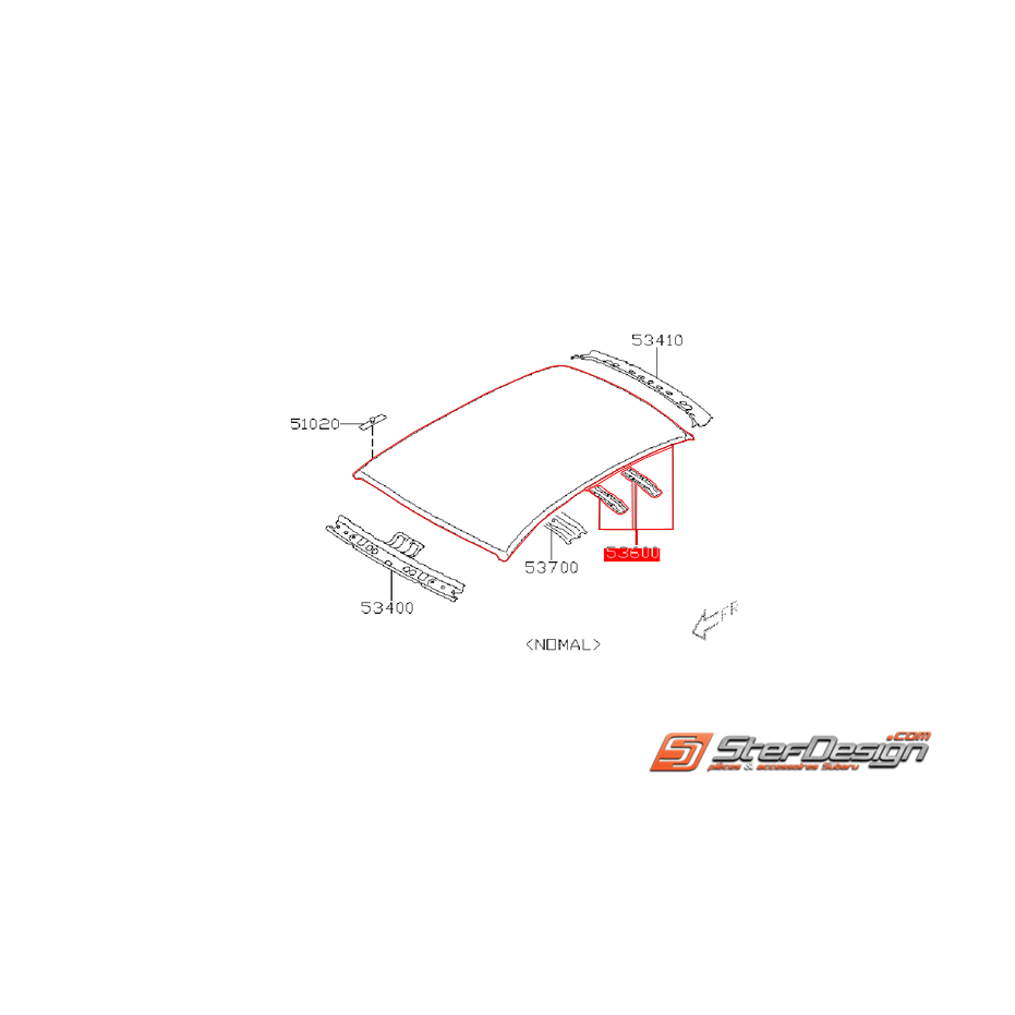 Pavillon de toit sans toit ouvrant SUBARU WRX/STI 2008 au 01/06/10
