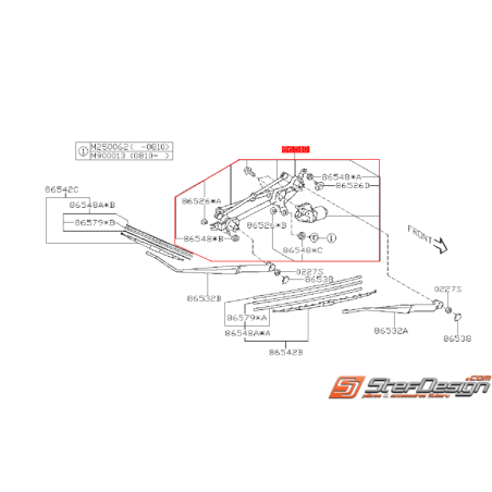 Moteur et mécanisme d’essuie glace SUBARU WRX/STI 08-14