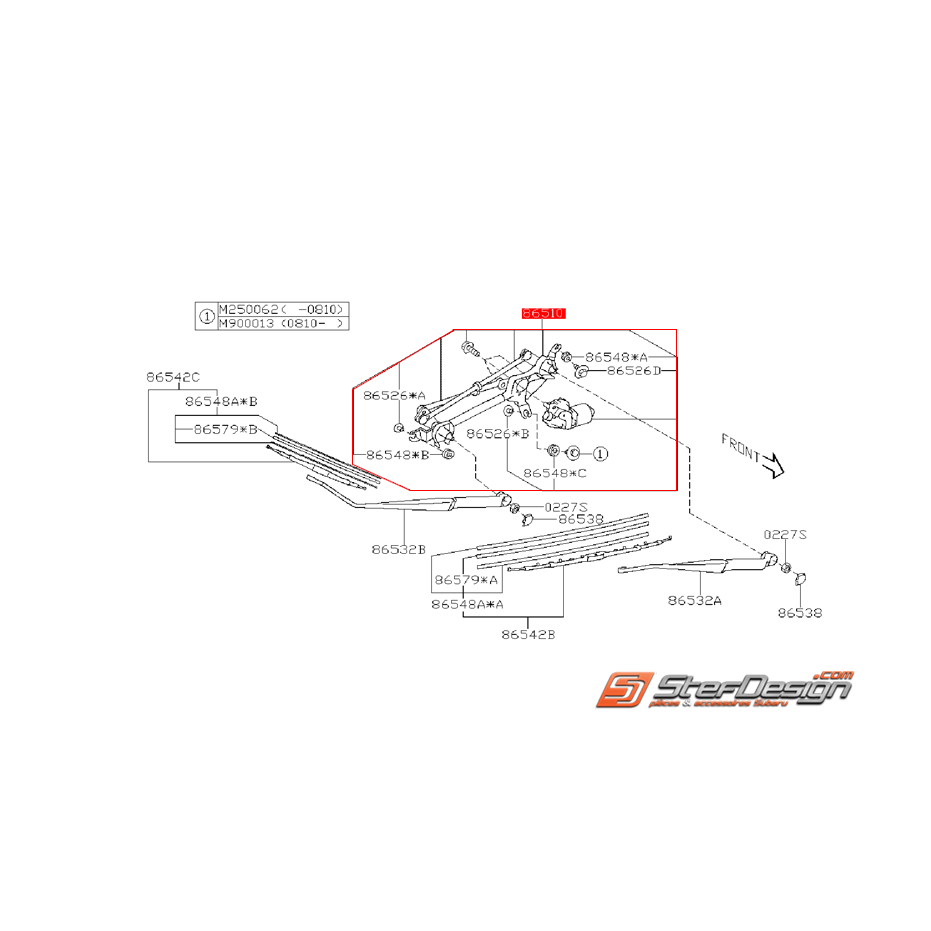 Moteur et mécanisme d’essuie glace SUBARU WRX/STI 08-14