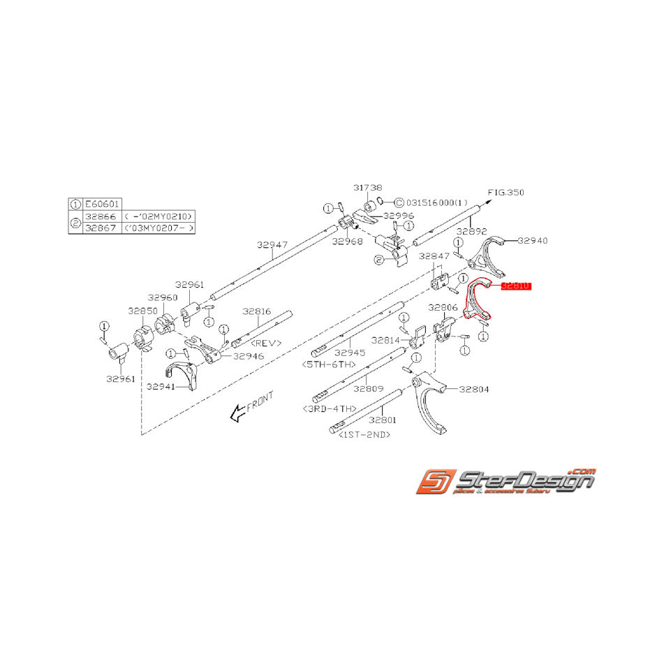 Fourchette acier 3ème/4ème SUBARU STI 01-02
