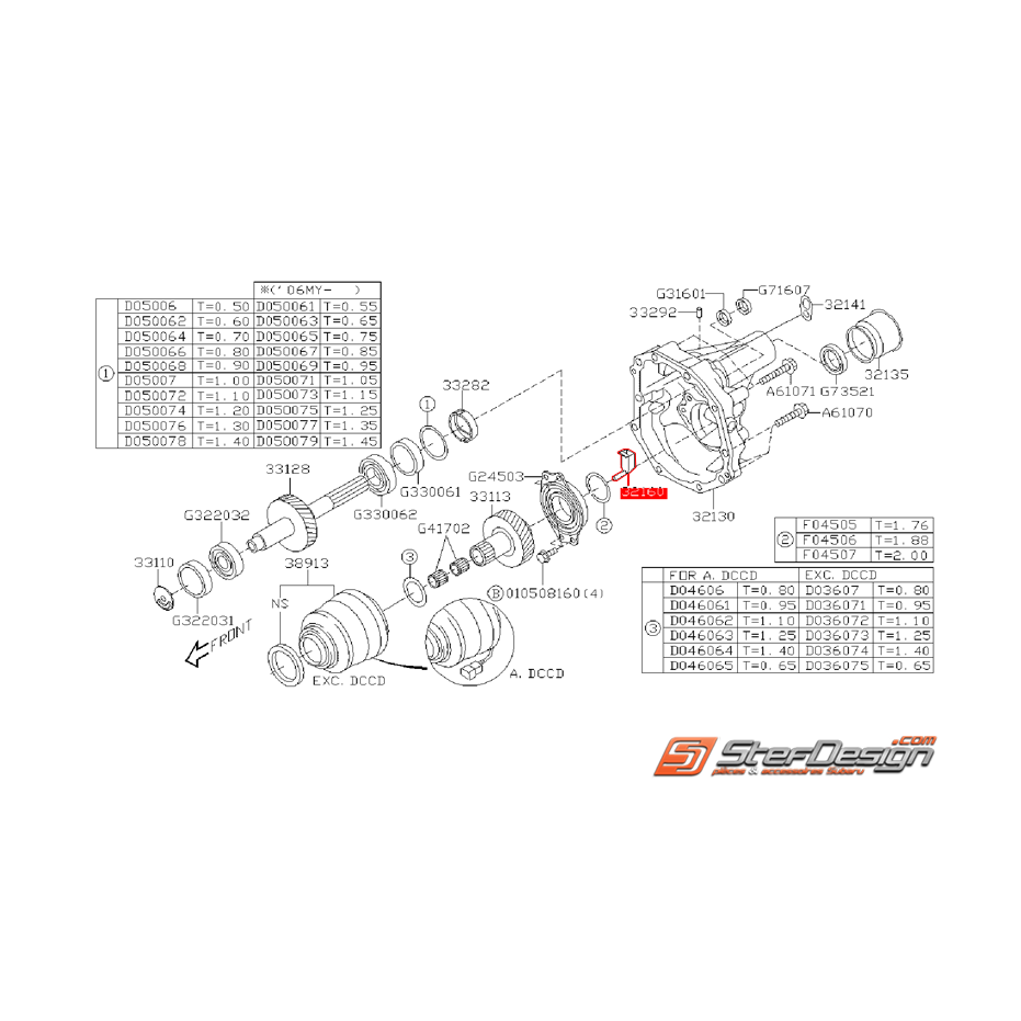 Guide d'huile de boite de transfert SUBARU STI 01-05 Guide d'huile de boite de transfert SUBARU STI 01-05