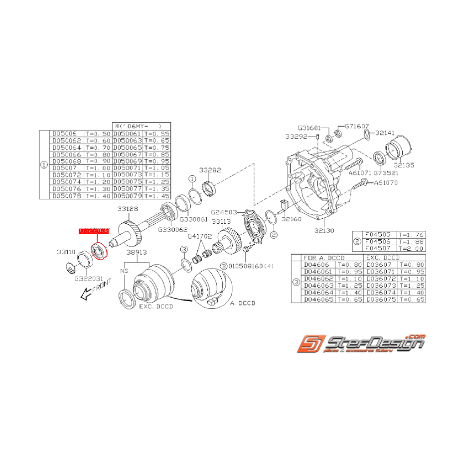 Joint étanchéité d’huile boite de transfert SUBARU STI 01-18