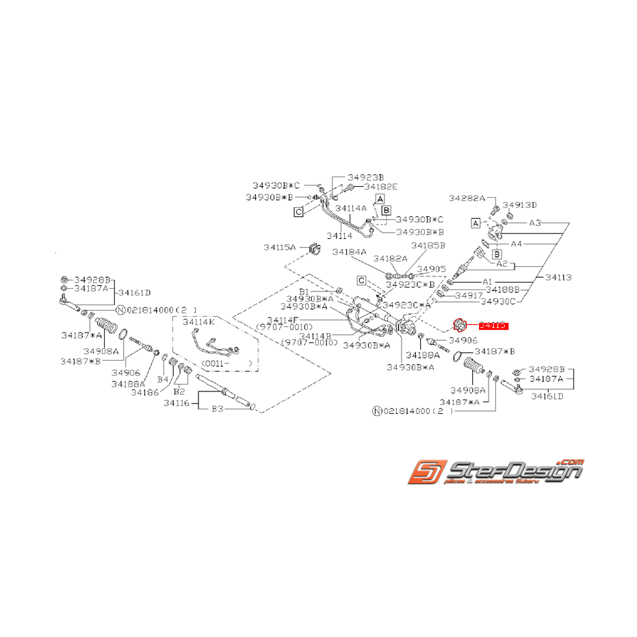 Silent bloc de crémaillère de direction WRX/STI 01-04 Forester 2000