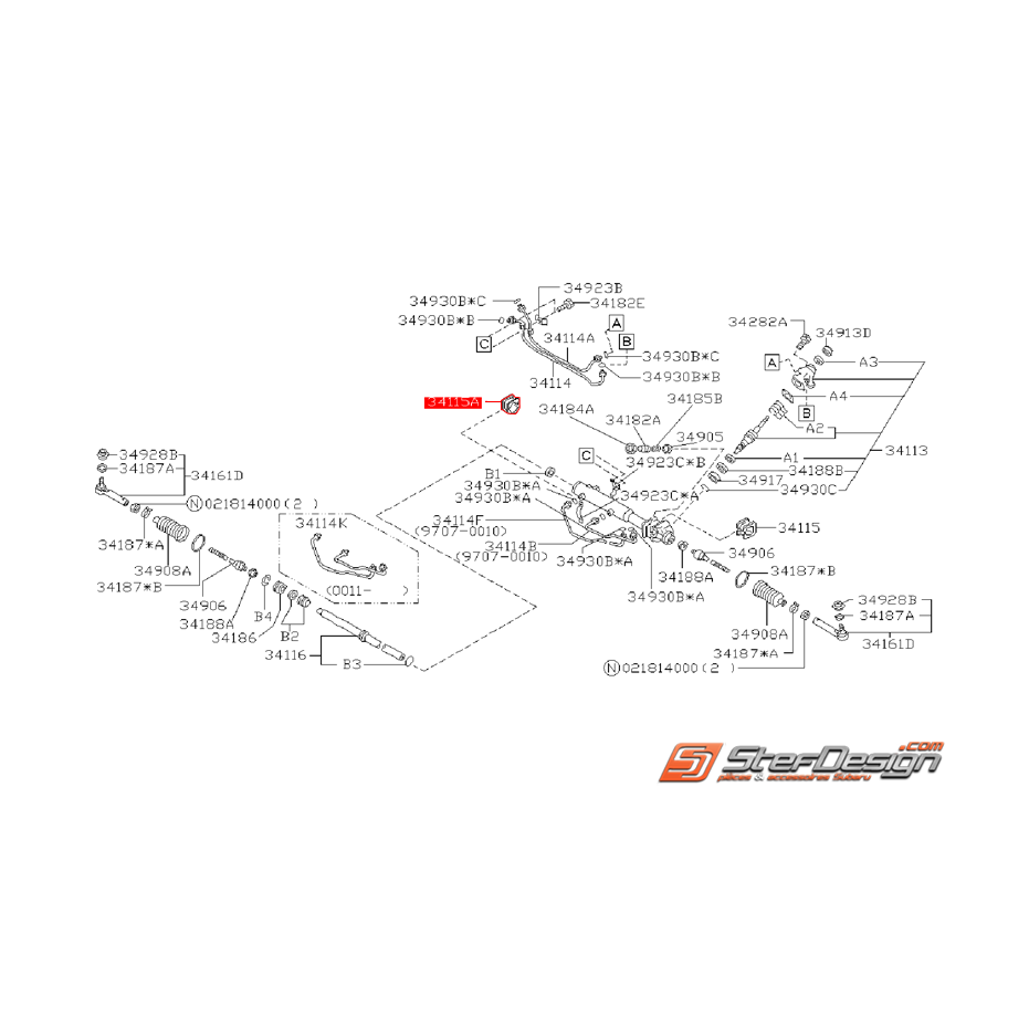 Silents bloc arrière de crémaillère de direction WRX/STI 01-04 FORESTER 2000