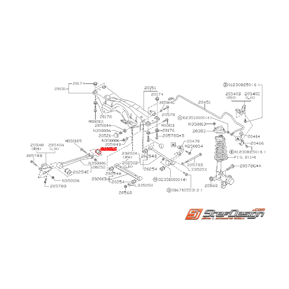 Silent bloc avant de tirant longitudinal origine FORESTER 2000