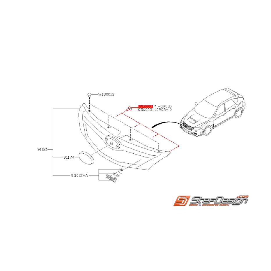 Vis de fixation de calandre WRX/STI de 2008 au 03/2009