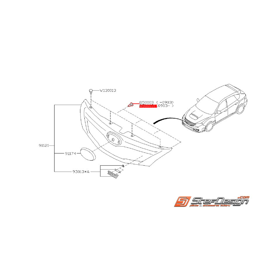 Vis de fixation de calandre WRX/STI 03/2009 à 2014