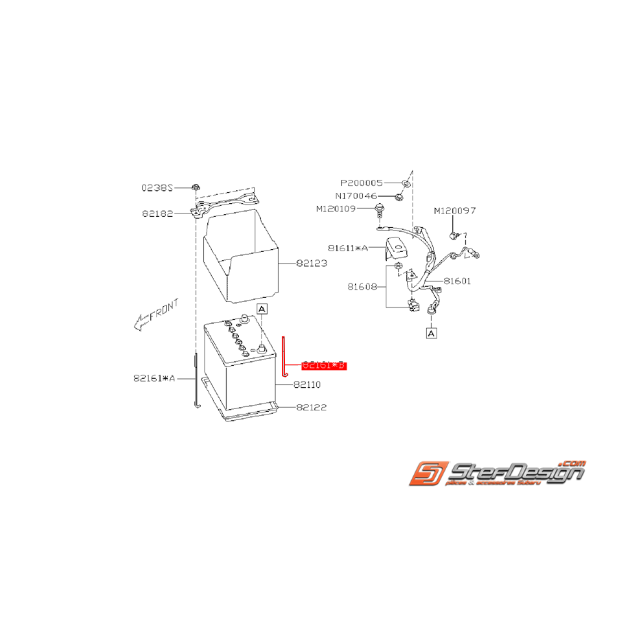 Fixation de batterie latérale SUBARU WRX/STI 08-14 Fixation de batterie latérale SUBARU WRX/STI 08-14