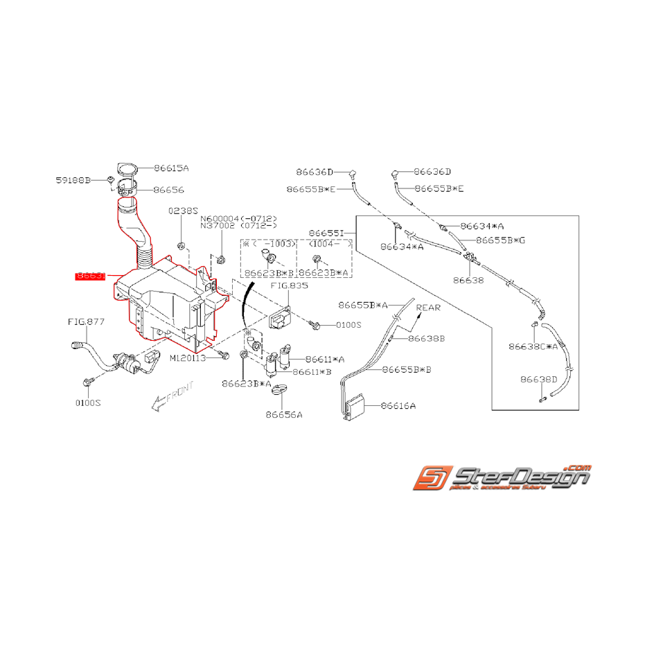 Bocal lave-glace origine SUBARU WRX/STI 08-10