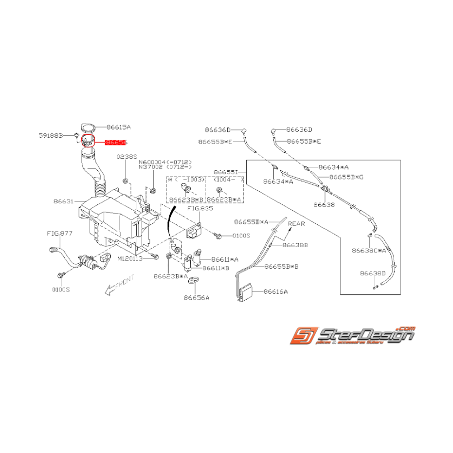 Goulotte de remplissage de bocal de lave-glace WRX/STI 08-10