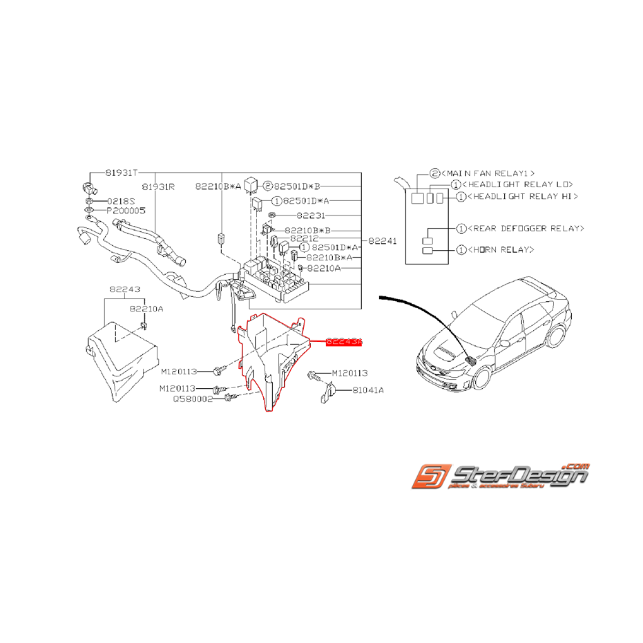 Couvercle inférieur de boite a fusible WRX/STI 08-10