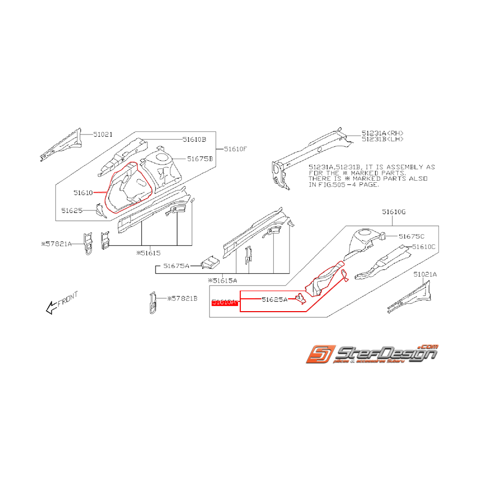 Joue d'aile avant SUBARU STI 08-10