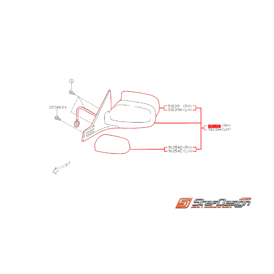 Rétroviseur origine SUBARU STI 03-07