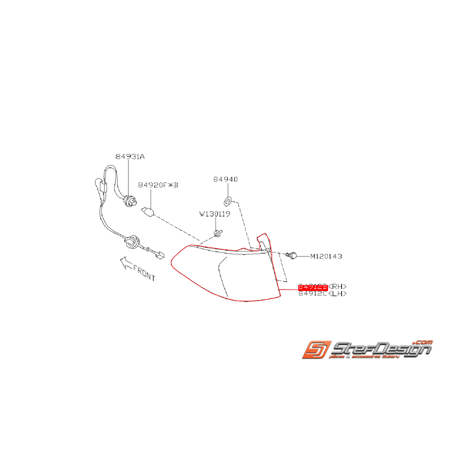 Feu arrière sur aile origine SUBARU STI 08-10