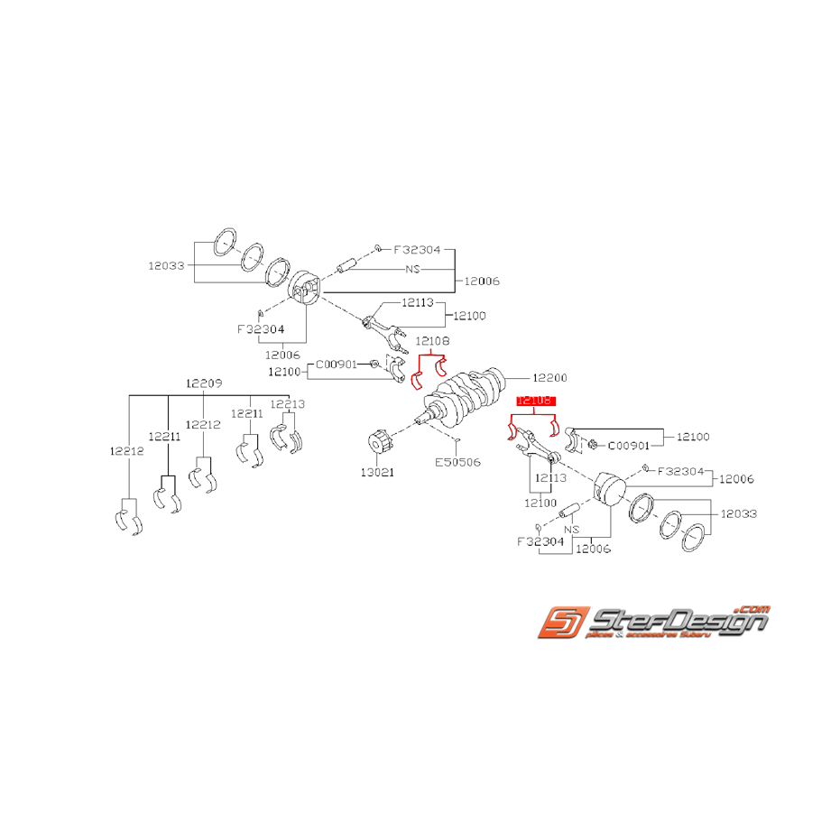 Coussinets de bielles côté réparation 0.03 SUBARU LEGACY 1999