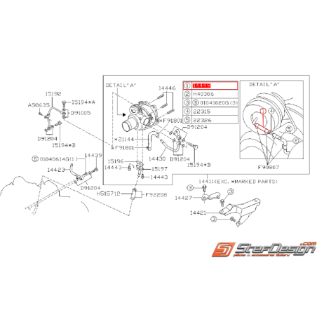 Durite d'air de turbo SUBARU GT 99-00