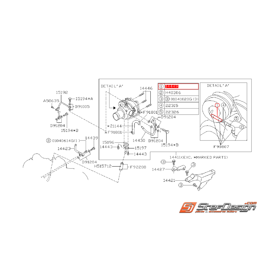 Durite d'air de turbo SUBARU GT 99-00