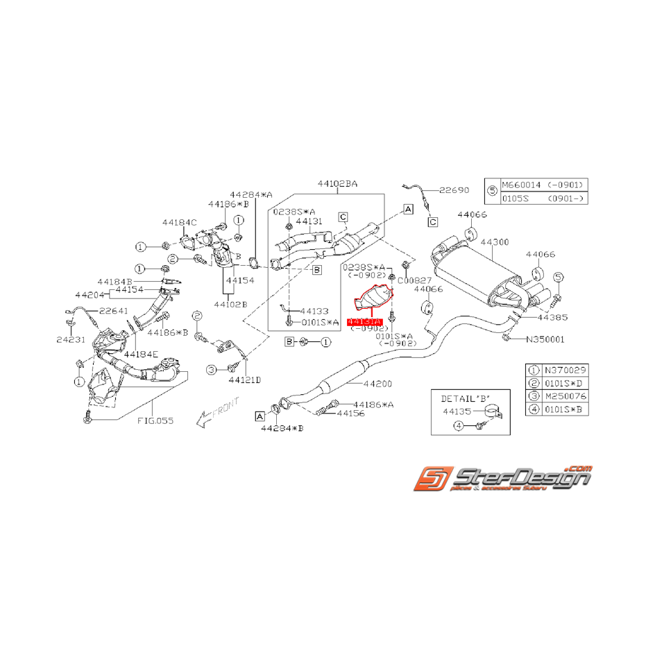 Tôle pare chaleur inférieur de catalyseur SUBARU STI 08-09