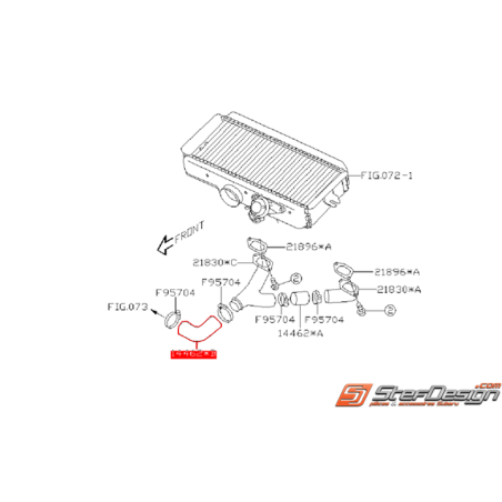 Durite d'échangeur renforcé de Y origine SUBARU STI 01-05