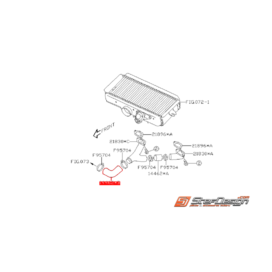 Durite d'échangeur renforcé de Y origine SUBARU STI 01-05