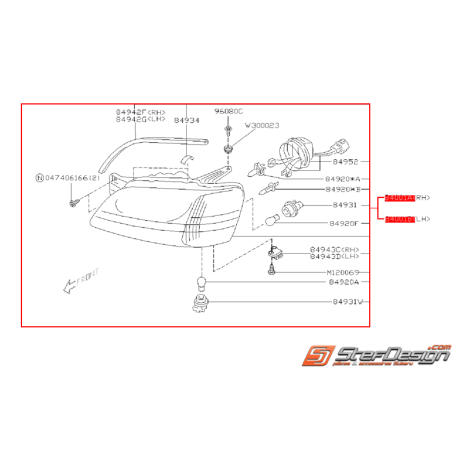 Phare avant réglage électrique SUBARU LEGACY 99-01