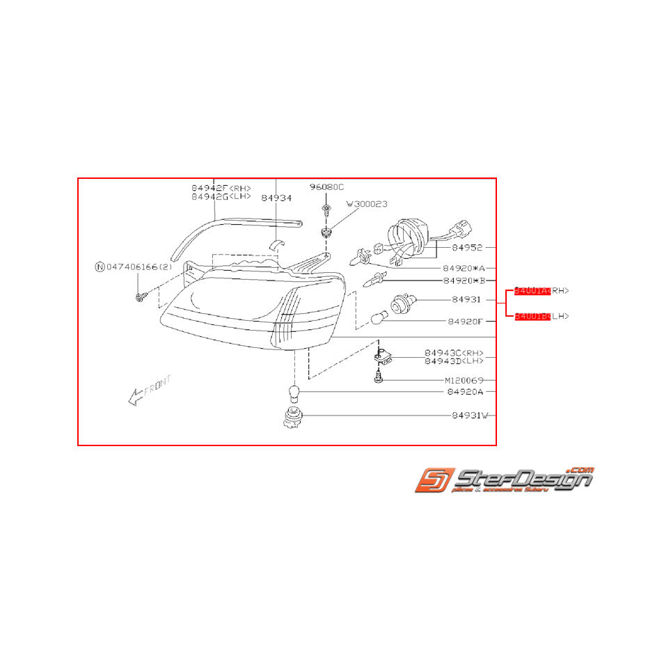 Phare avant réglage électrique SUBARU LEGACY 99-01
