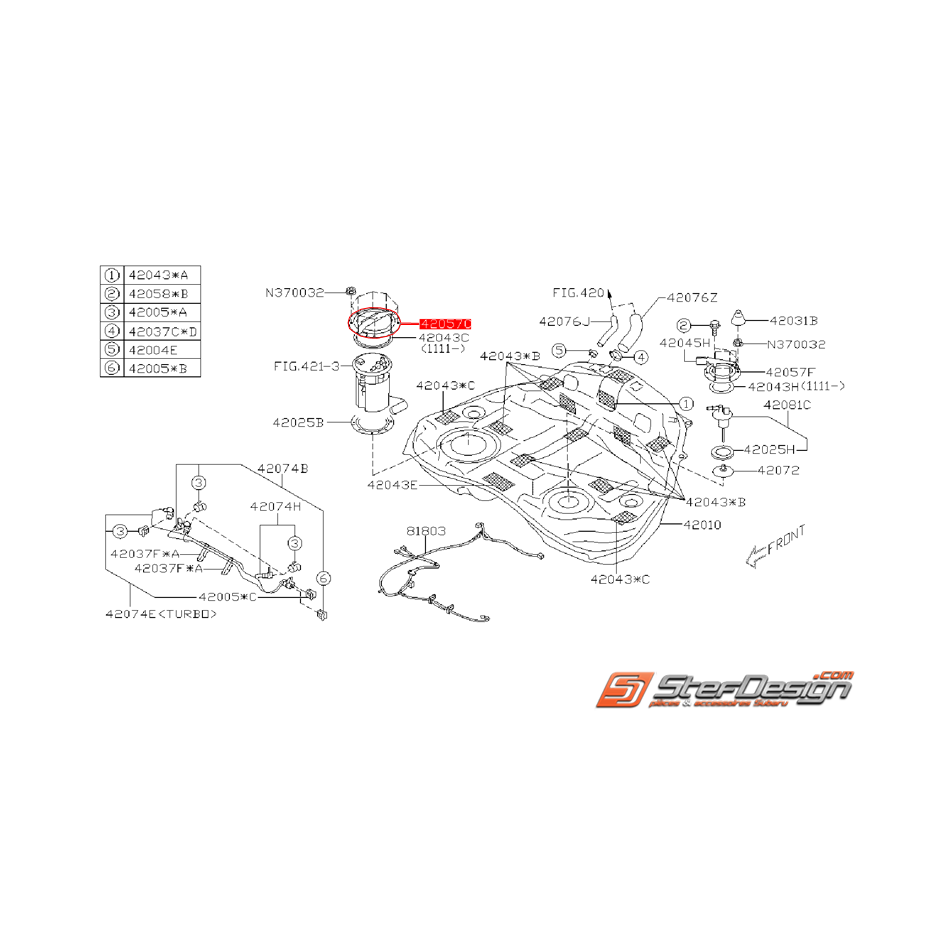 Couvercle de pompe a essence sur réservoir WRX/STI 08-10