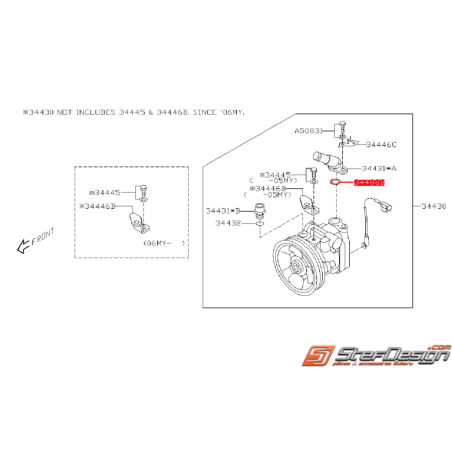 Joint torique connecteur/pompe de direction assistée Subaru FORESTER 2006