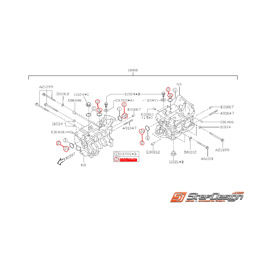 Bouchon bloc moteur GT 93-00 WRX/STI 01-14