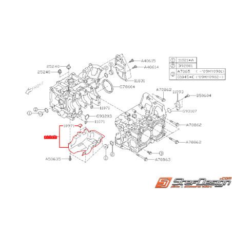 Tôle anti-déjaugeage origine subaru 2.5L WRX 06-10 STI 06-16