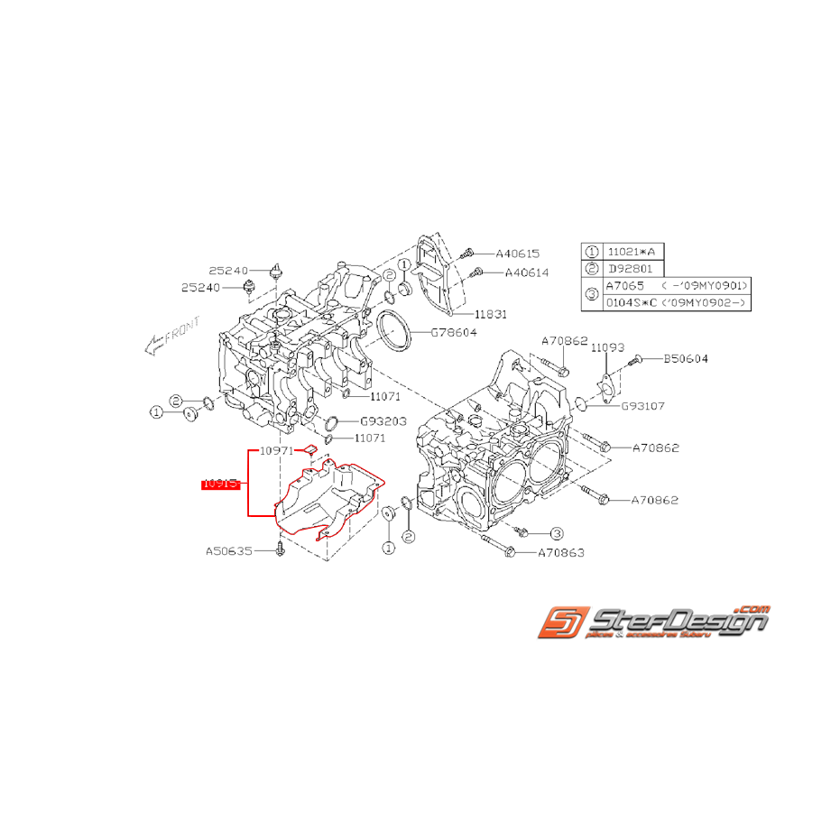 Tôle anti-déjaugeage origine subaru 2.5L WRX 06-10 STI 06-16