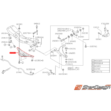 Renfort de berceau avant WRX/STI 05-07