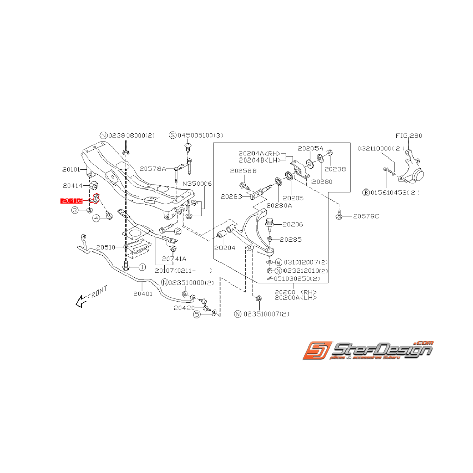 Support de silent-bloc de barre stabilisatrice avant STI 01-07 Support de silent-bloc de barre stabilisatrice avant STI 01-07