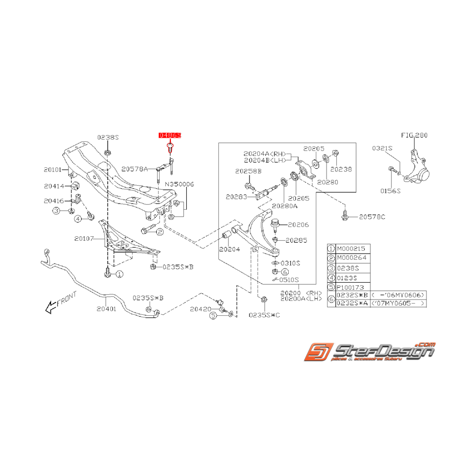 Vis de berceau origine SUBARU WRX/STI 01-07