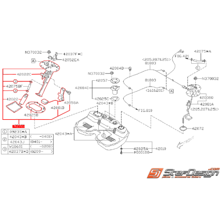 Puits de jauge complet pompe a essence origine WRX/STI 01-05