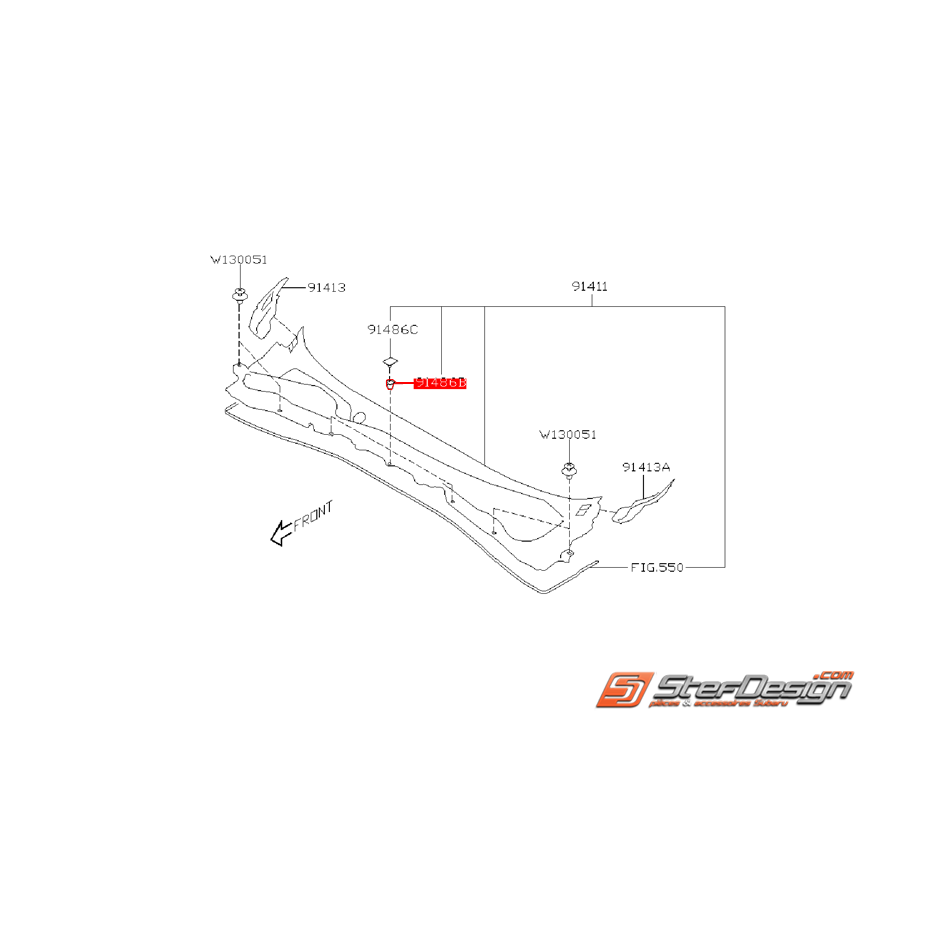 Clip baie de pare brise SUBARU WRX/STI 08-16
