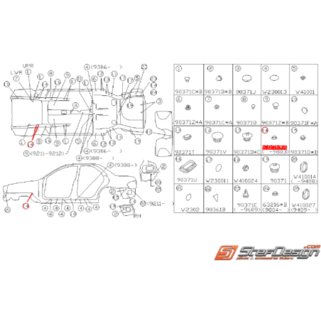 Bouchon de plancher SUBARU GT 93-00