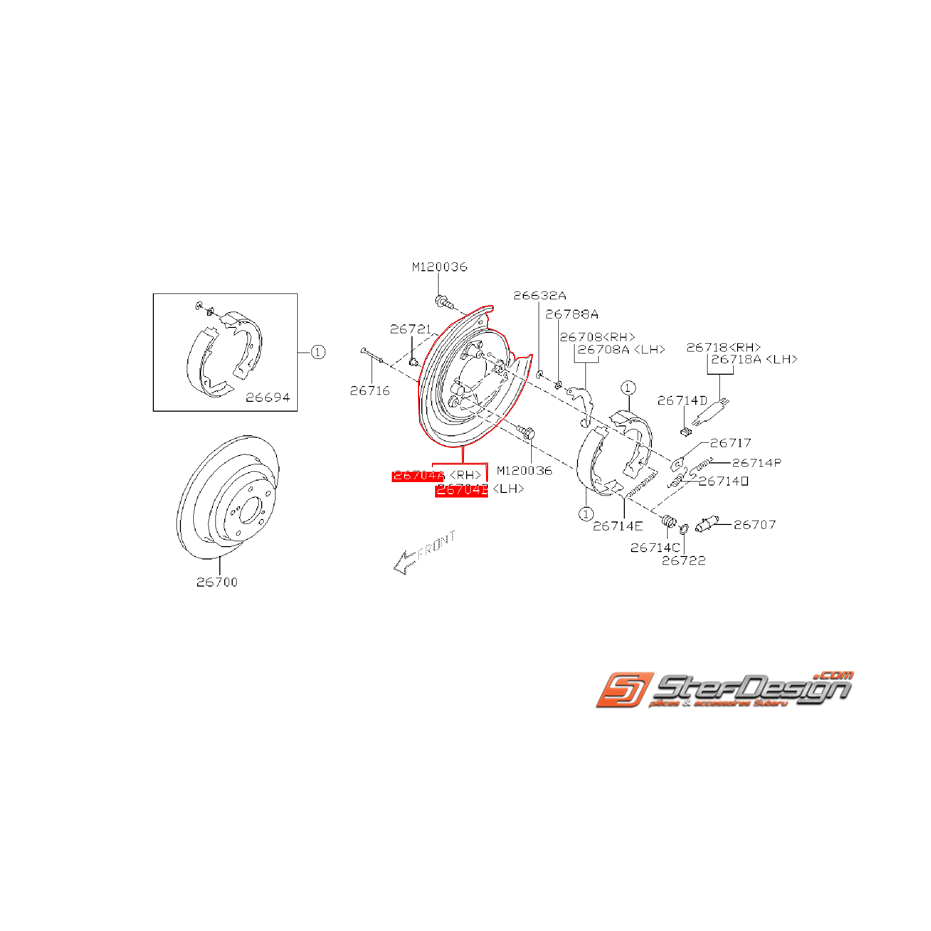 Flasque de frein arrière SUBARU FORESTER 2.5L XT 2004