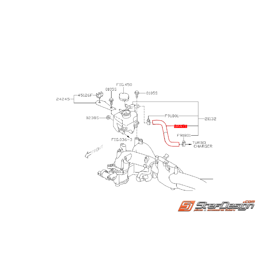 Durite d'eau de turbo origine SUBARU STI 08-16 Durite d'eau de turbo origine SUBARU STI 08-16