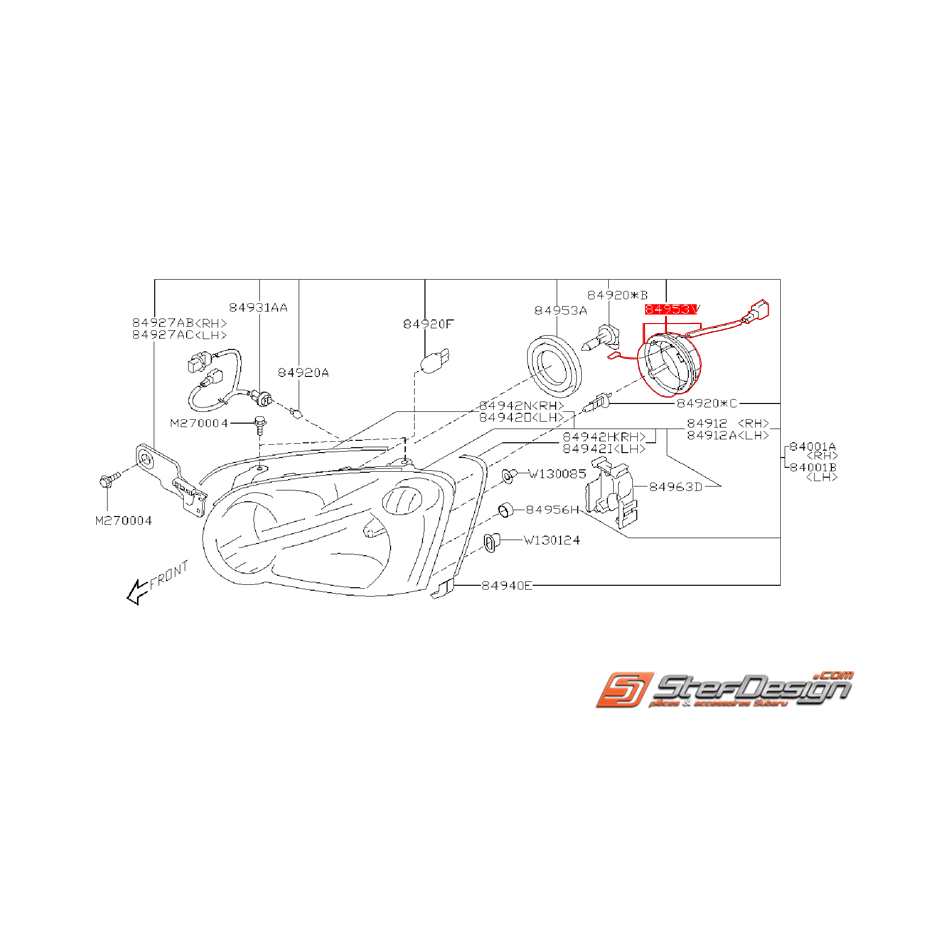 Douille complète de phare avant origine SUBARU WRX/STI 03-05