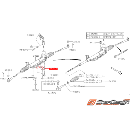 Renfort sous crémaillère de direction SUBARU WRX/STI 05-07