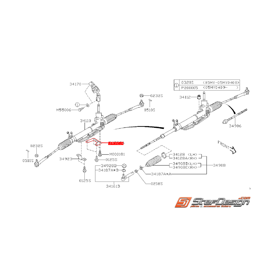 Renfort sous crémaillère de direction SUBARU WRX/STI 05-07